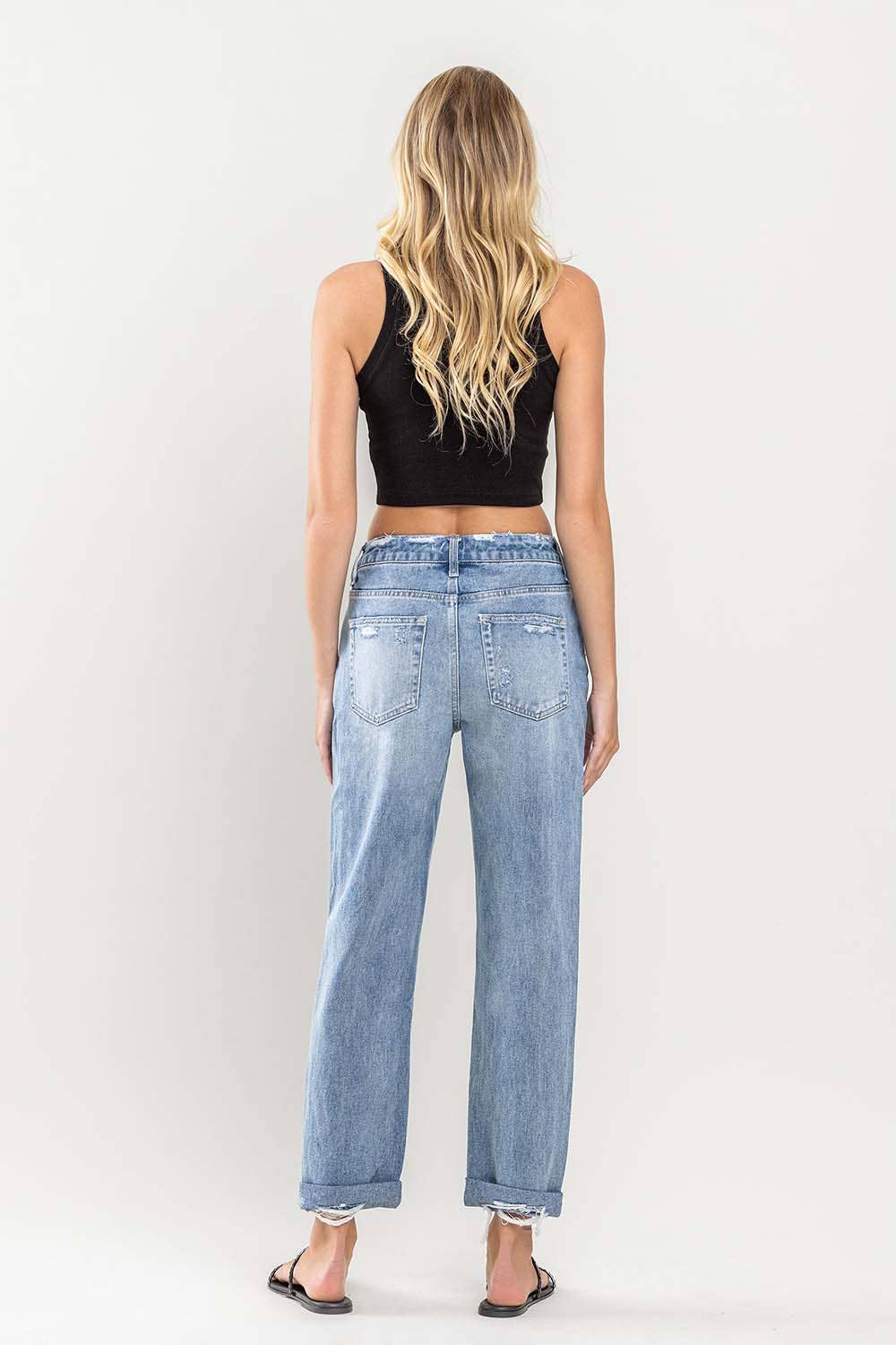 FLYING MONKEY HIGH RISE CUFFED BOYFRIEND JEANS