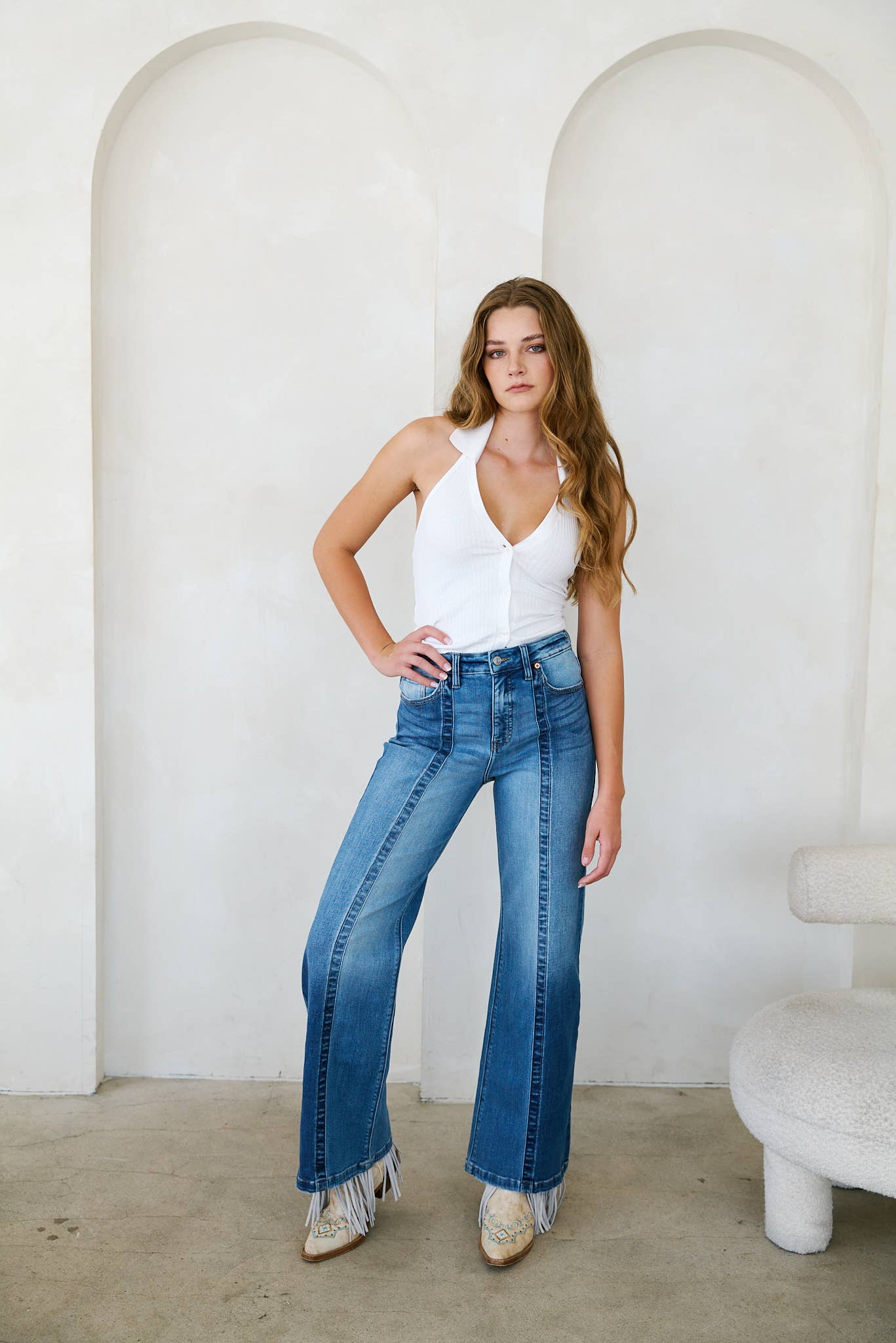 TUMMY CONTROL 90'S VINTAGE HIGH RISE STRETCH FLARED JEANS