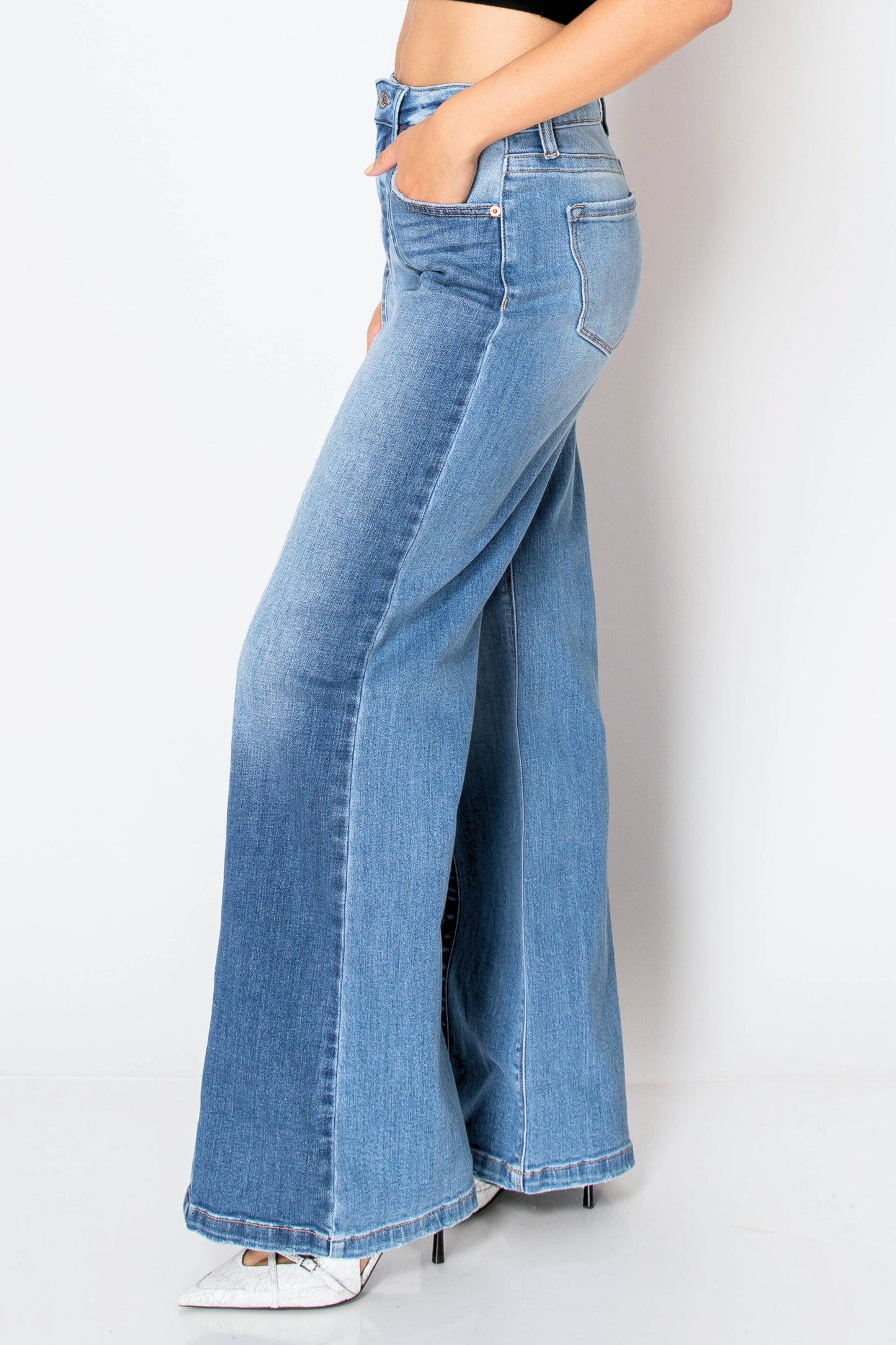 TUMMY CONTROL 90'S VINTAGE HIGH RISE STRETCH FLARED JEANS