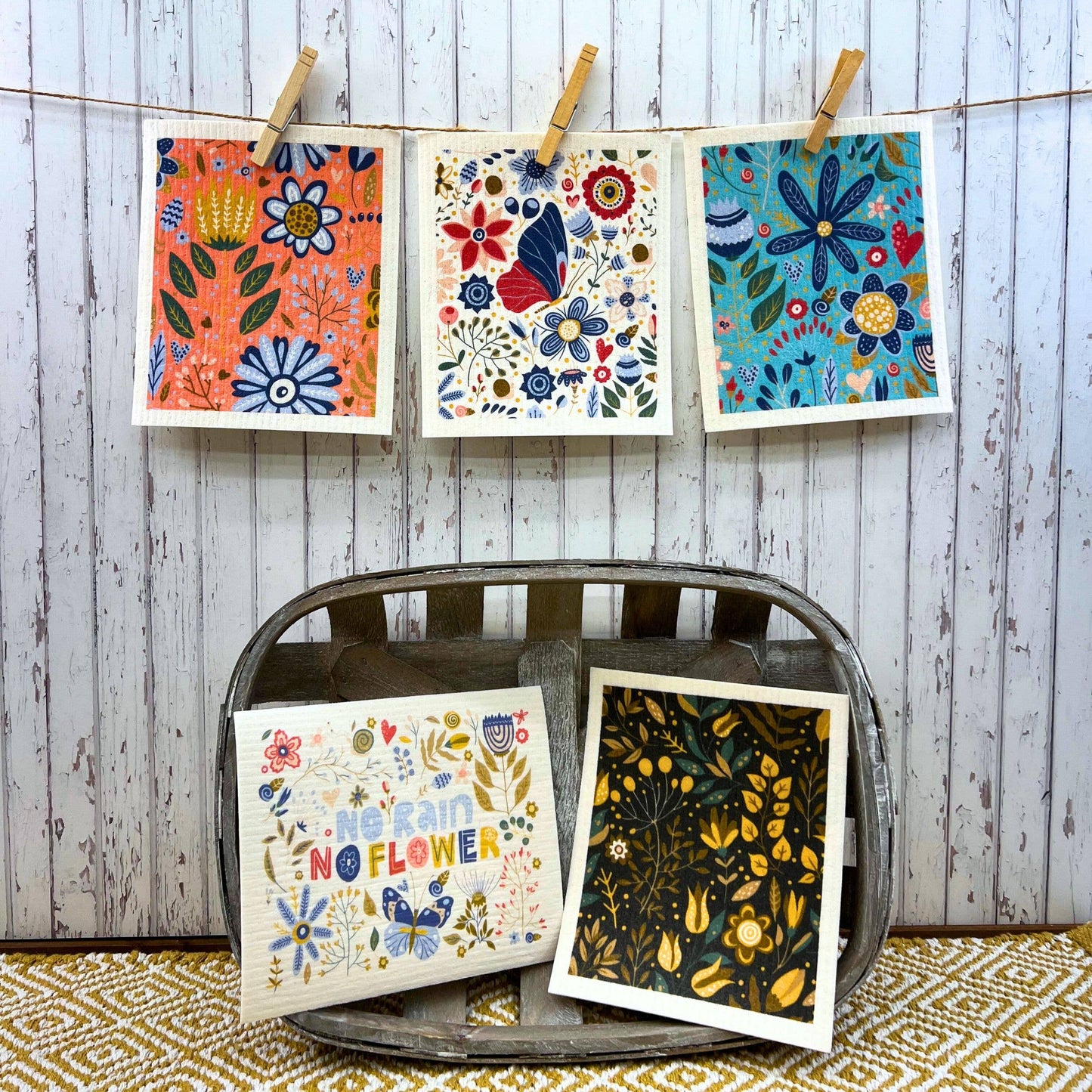 Farmhouse Flowers Swedish Dishcloths