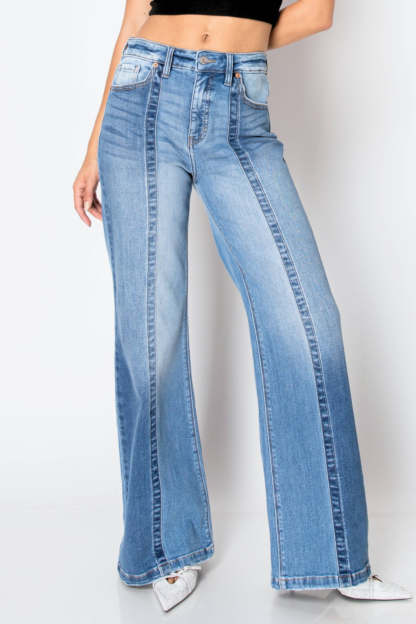TUMMY CONTROL 90'S VINTAGE HIGH RISE STRETCH FLARED JEANS