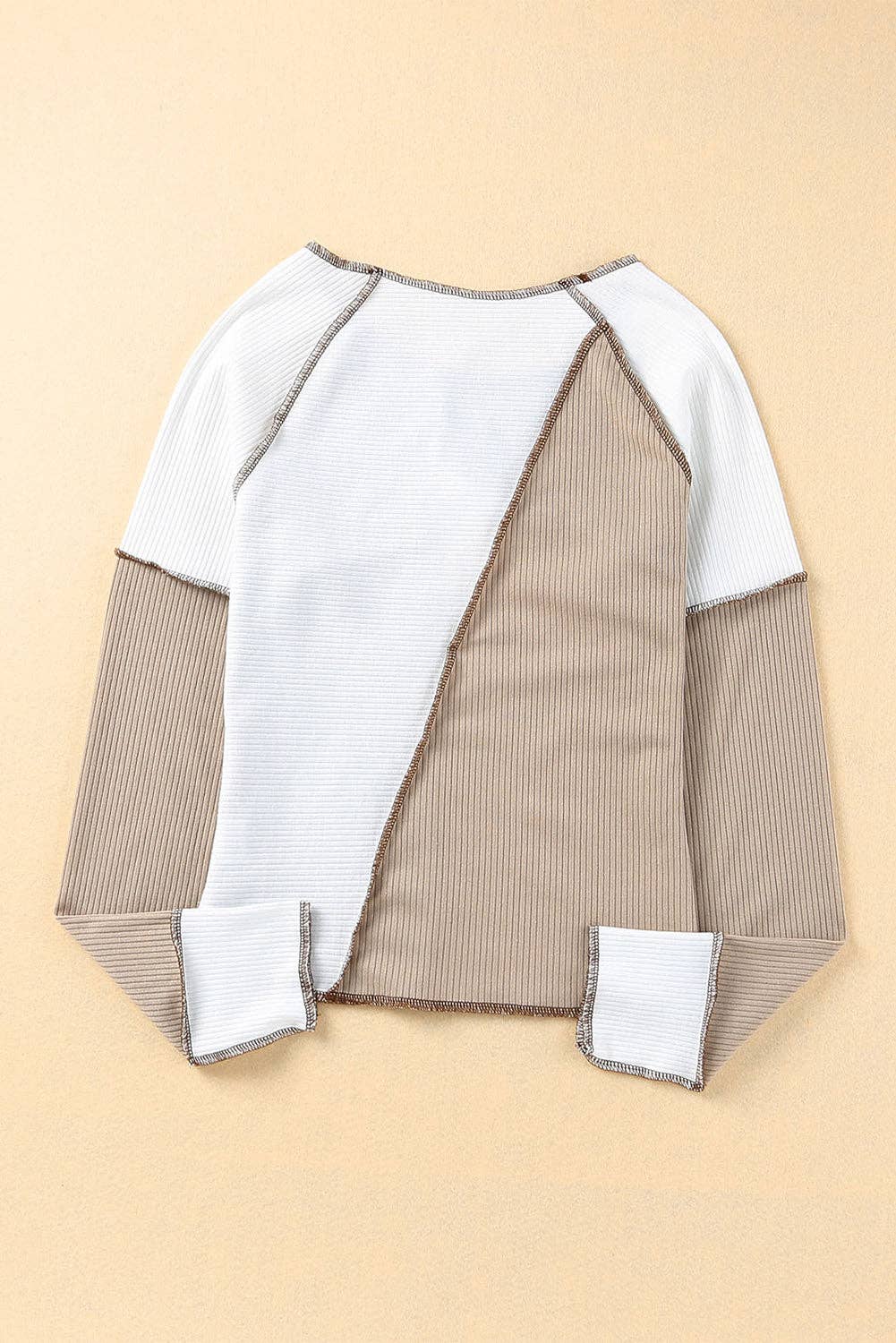 Irregular Color Block Rib Knit Top