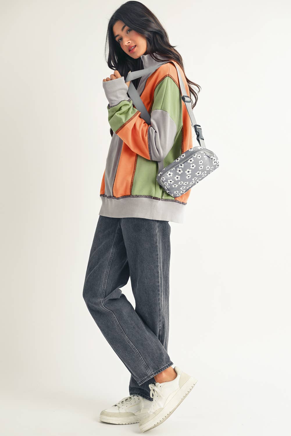Color Block Half Zipper Sweatshirt