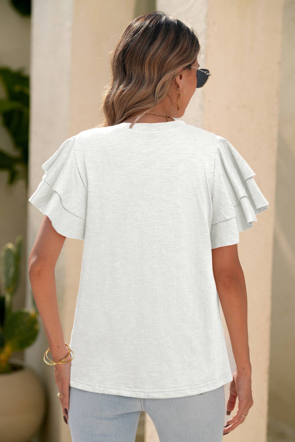 Layered Ruffle Short Sleeve Round Neck Top