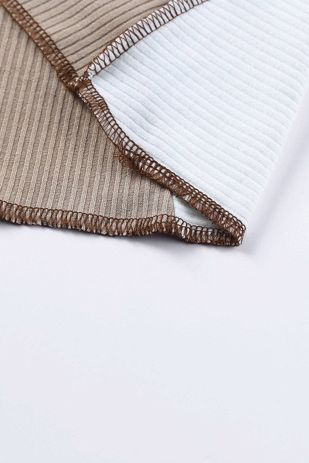 Irregular Color Block Rib Knit Top