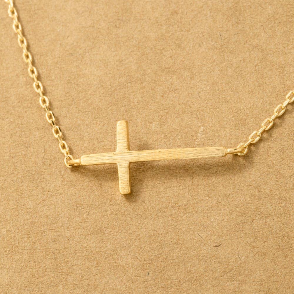 Side Cross Pendant Necklace