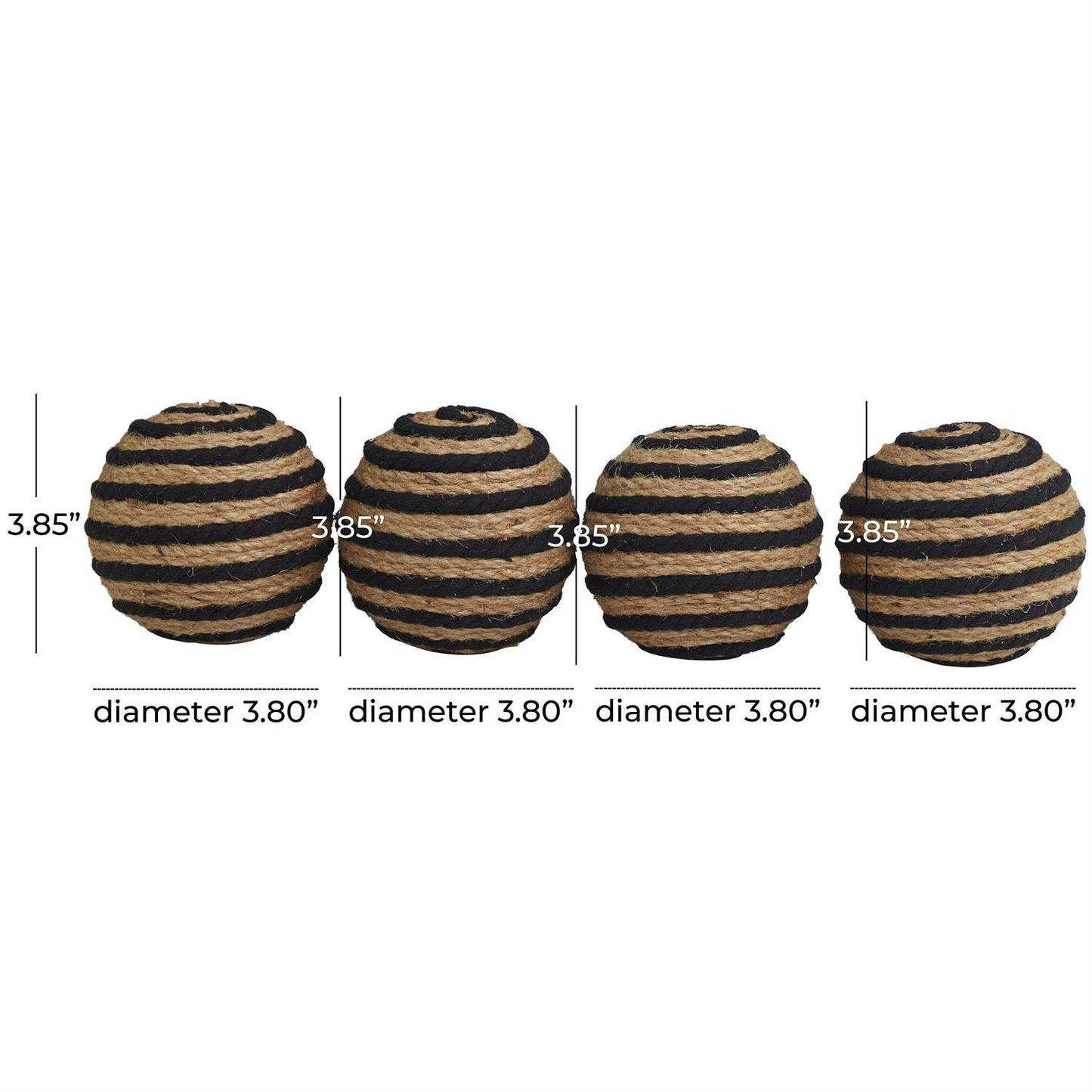 Decorative Brown Jute Swirled Orb - Set of 4