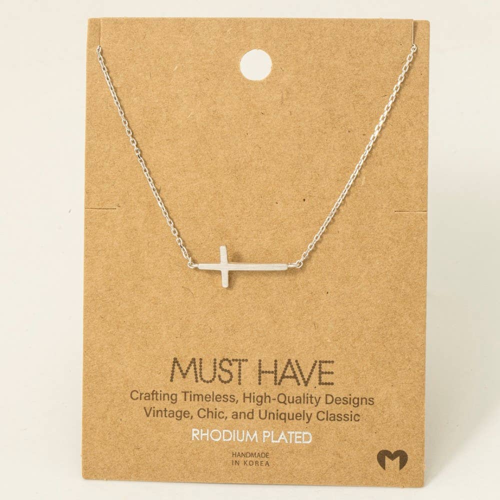 Side Cross Pendant Necklace