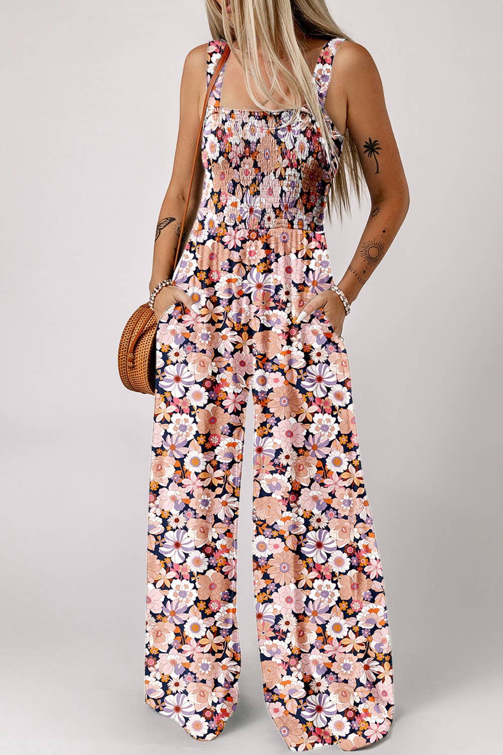 Floral Stretch Waistband Printed Jumpsuit