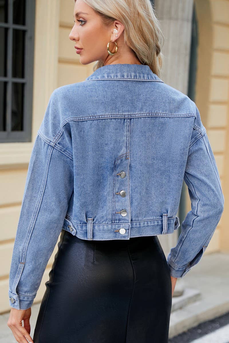 Black Washed Cropped Jean Jacket