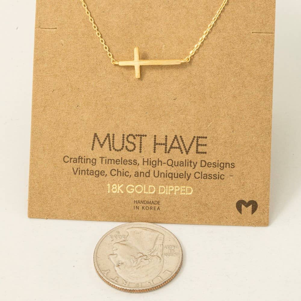 Side Cross Pendant Necklace