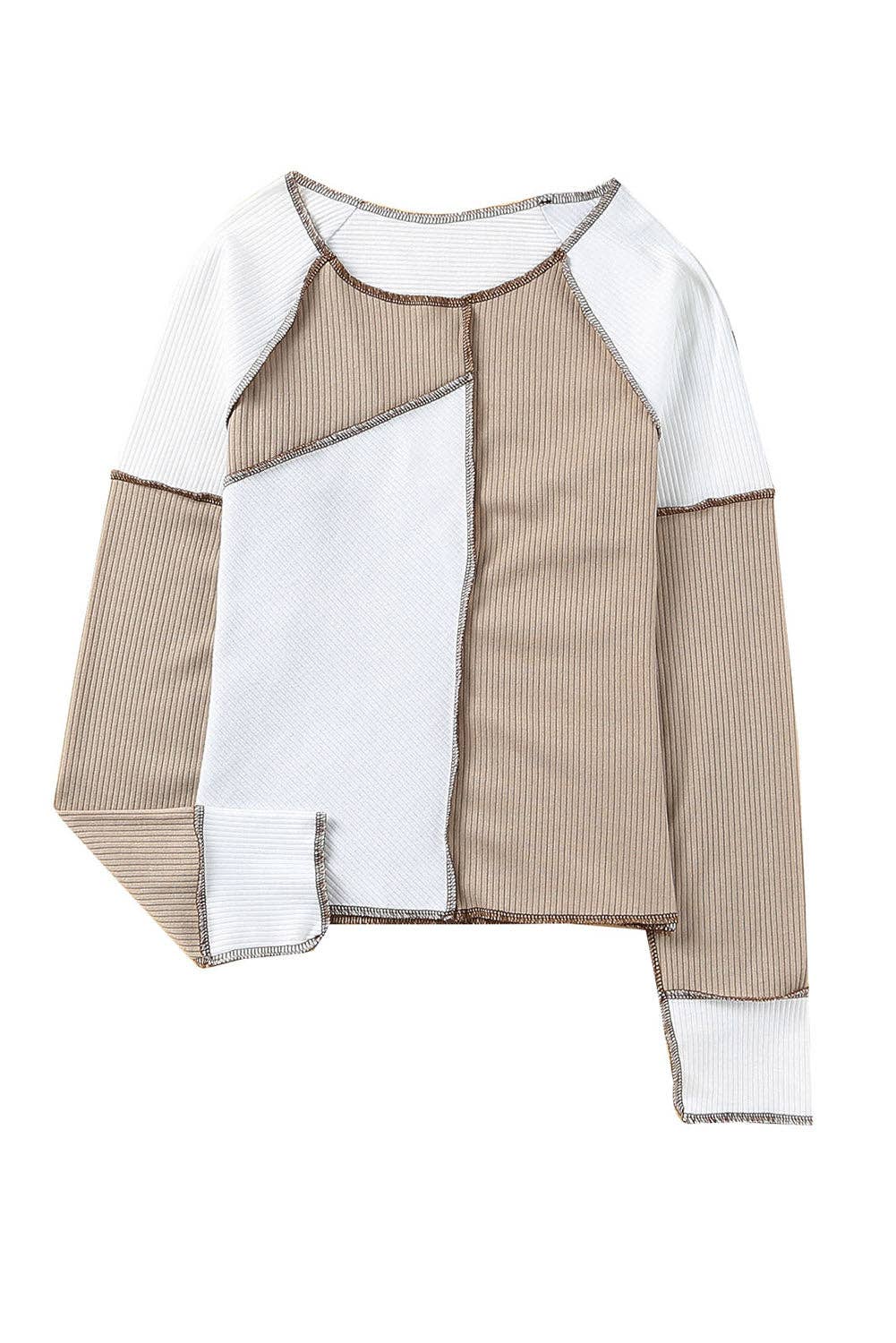 Irregular Color Block Rib Knit Top