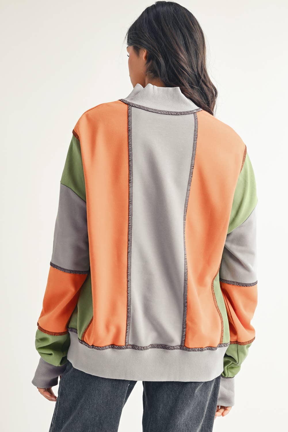 Color Block Half Zipper Sweatshirt