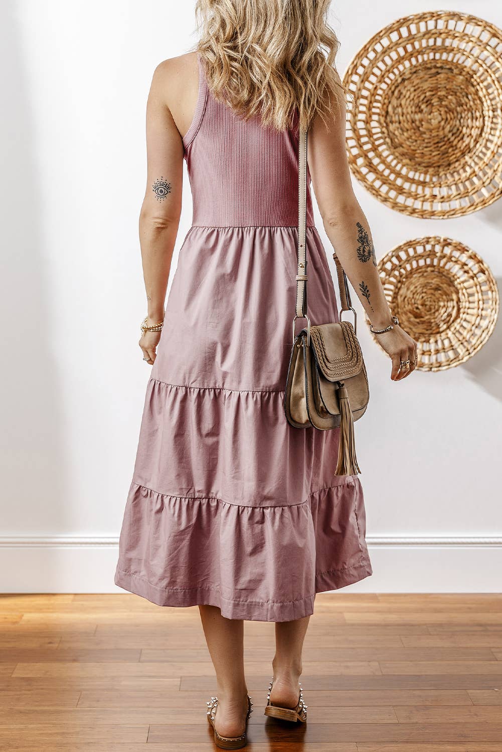 Ribbed Vest Tiered Midi Dress