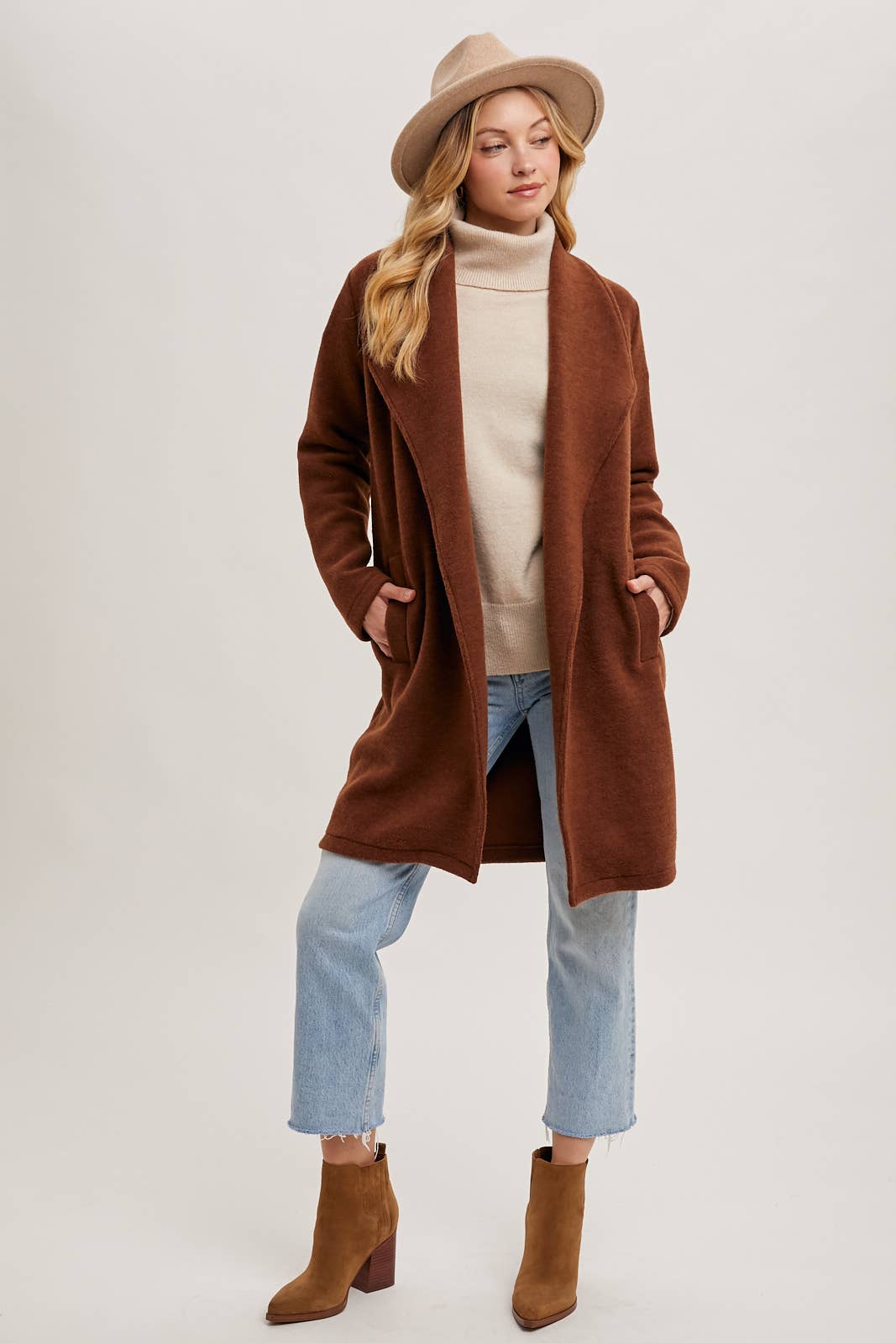 OPEN FRONT KNIT COAT JACKET