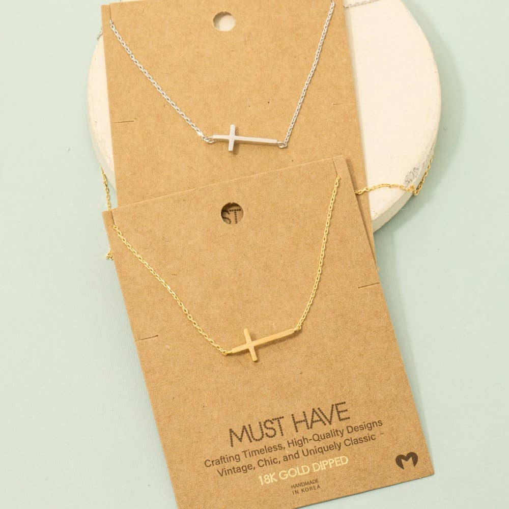 Side Cross Pendant Necklace