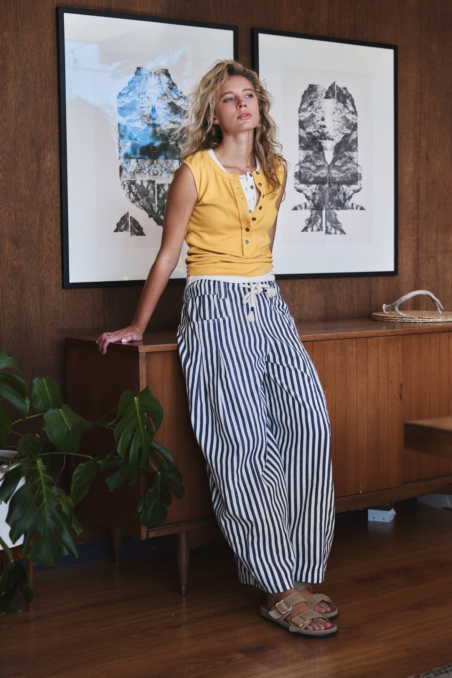 Rope Drawstring Balloon Pants Pleated Front