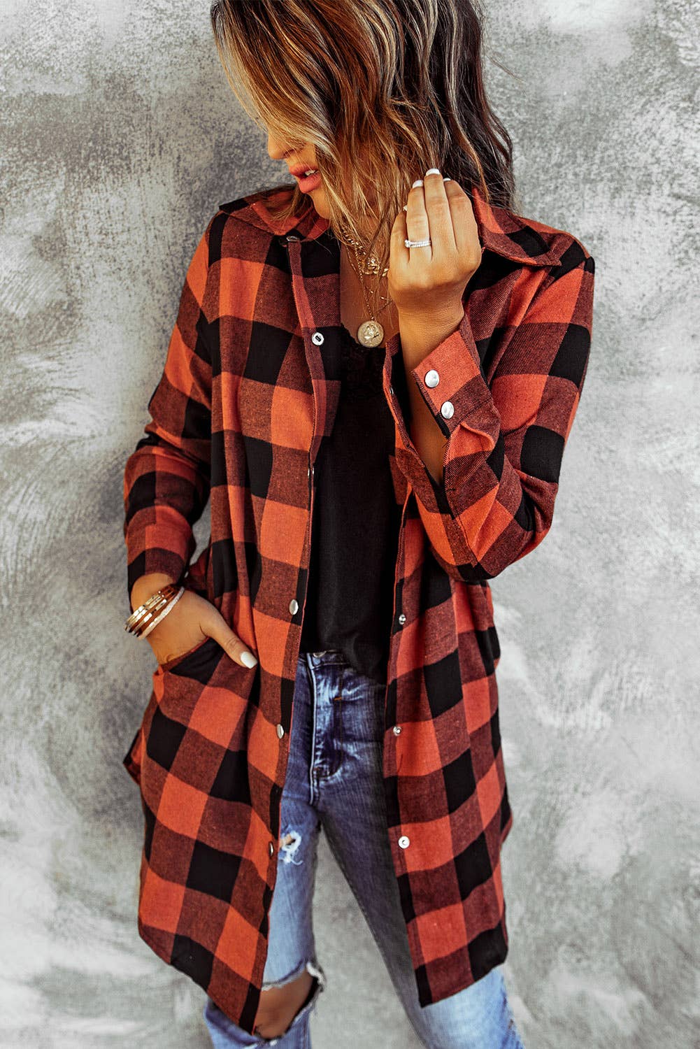 LONG FLANNEL BUTTON DOWN