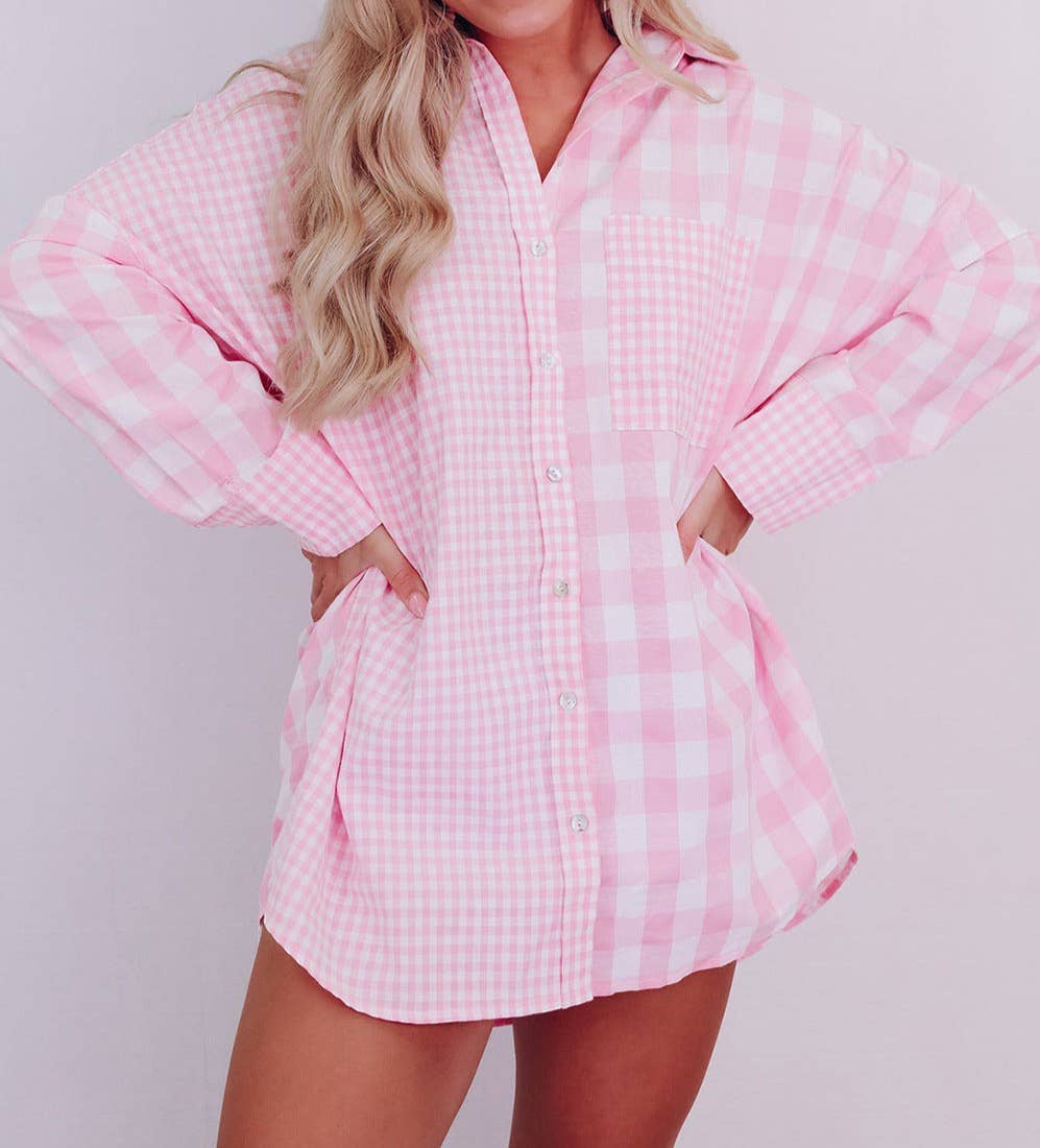 Colorblock Checkered Shirt