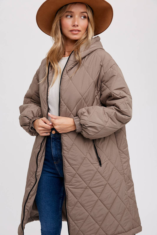 LONGLINE QUILTED PUFFER JACKET