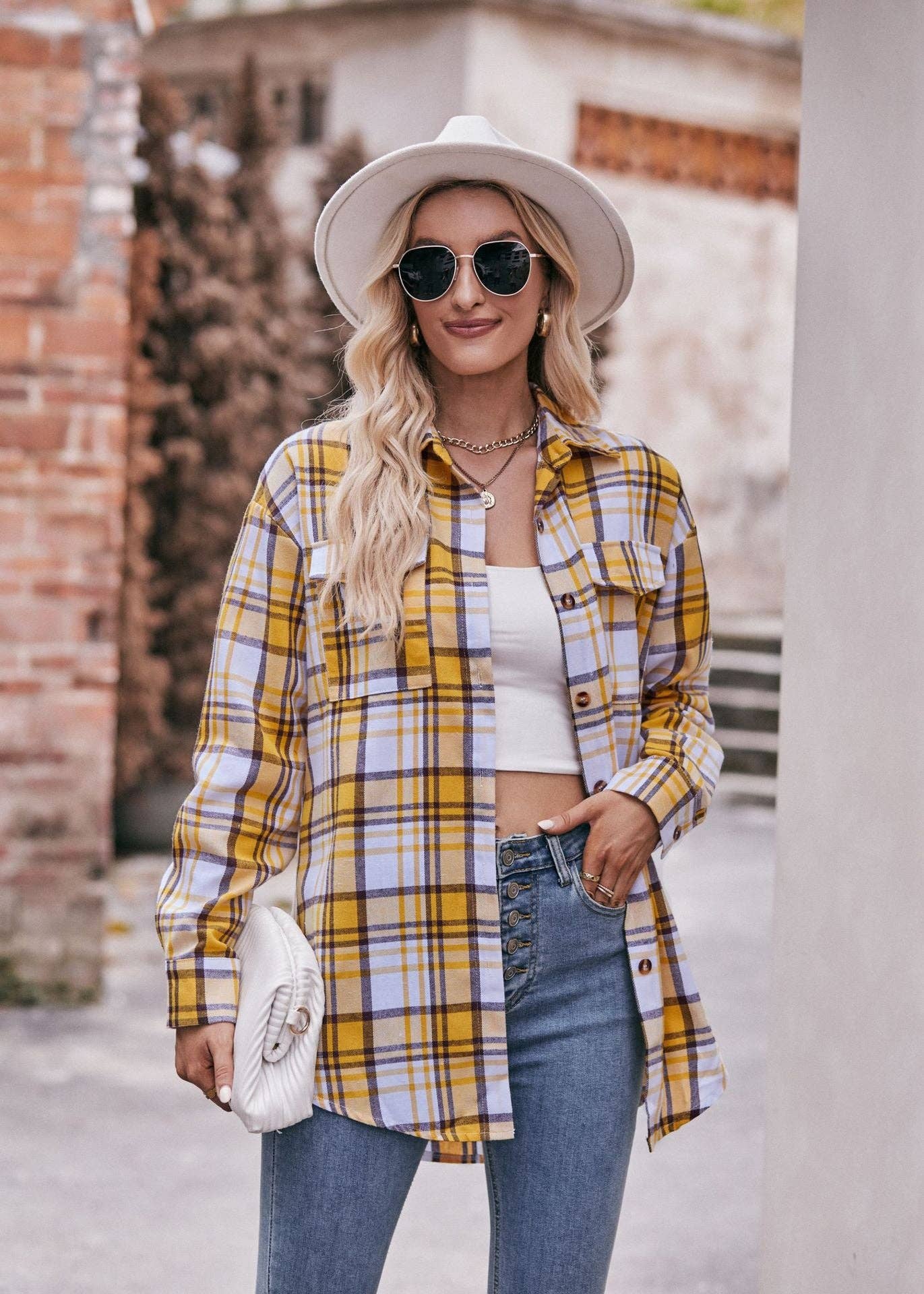 Women's Casual Oversized Loose Plaid Shirt