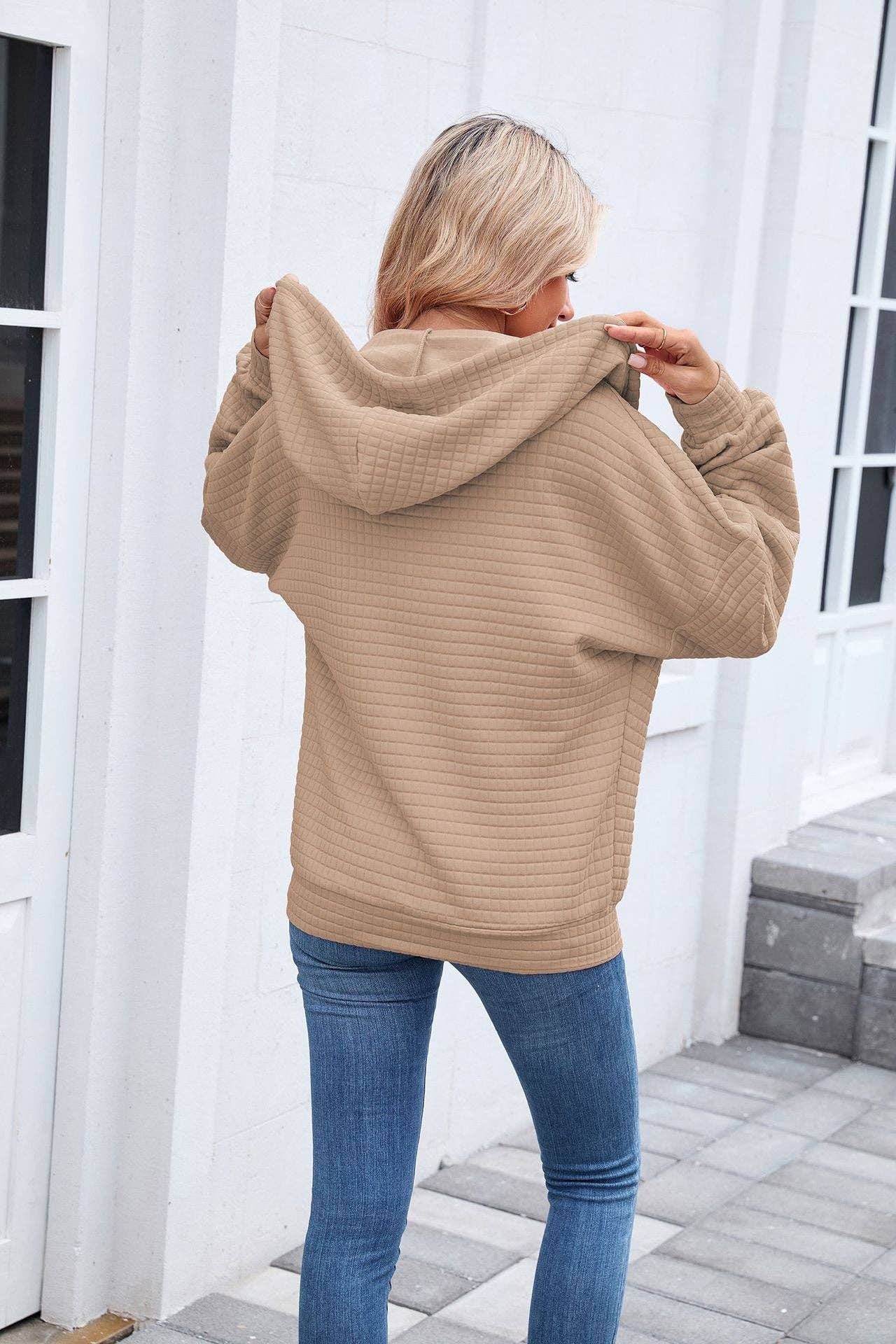 Quilted Zip-Up Hoodie
