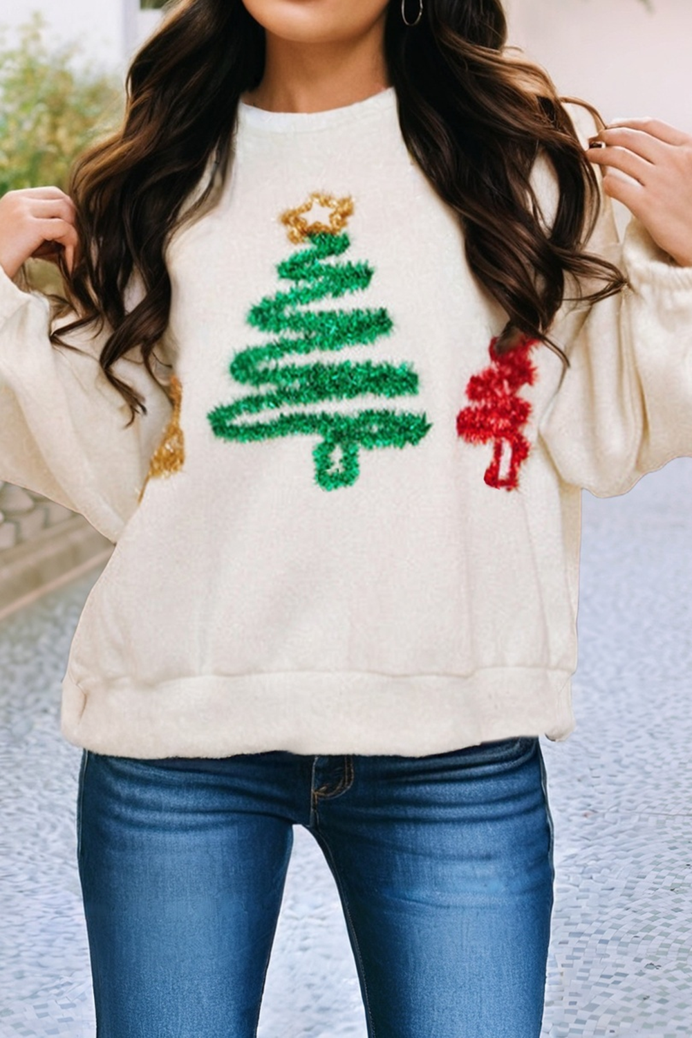 Tinsel Christmas Tree Sweatshirt