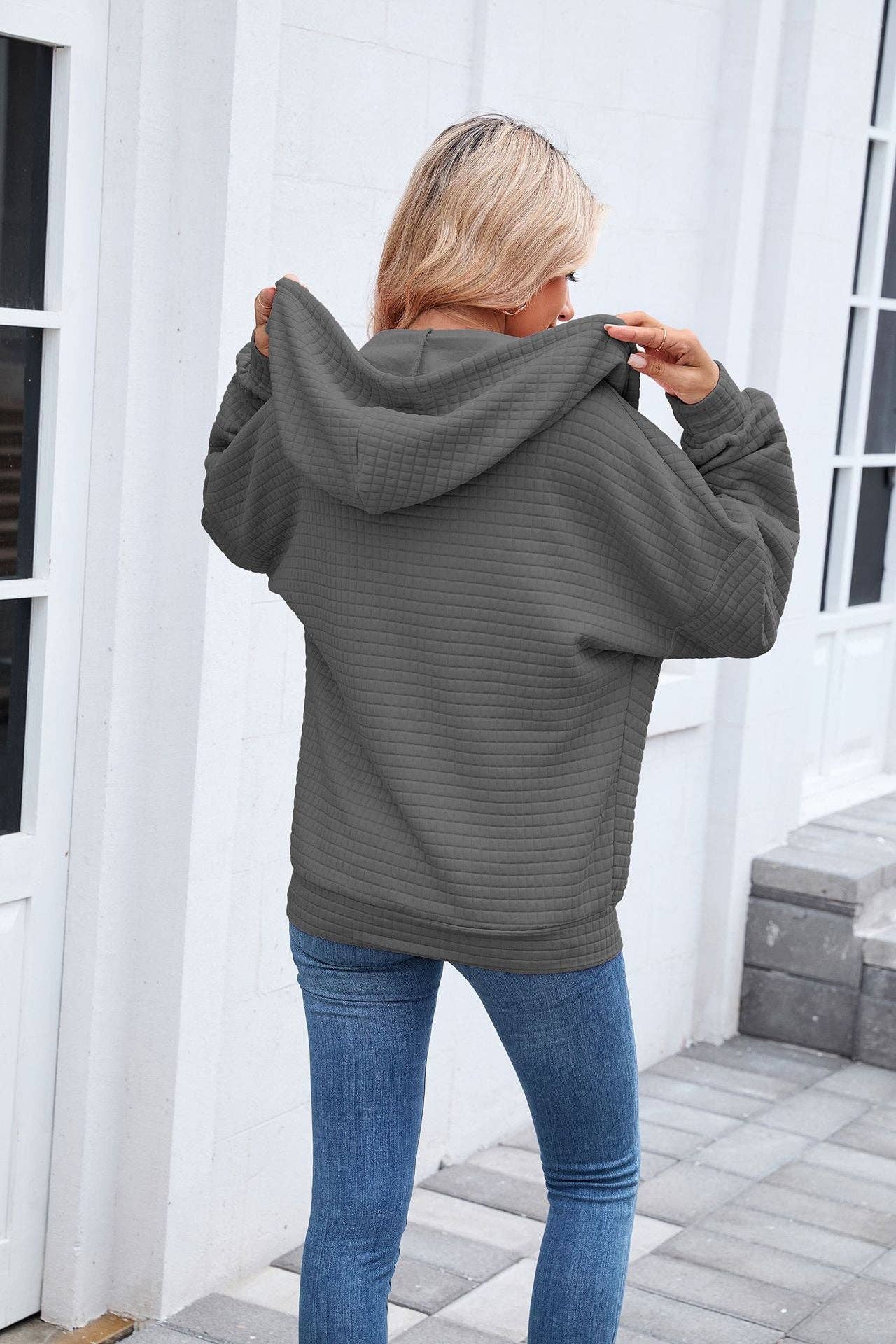 Quilted Zip-Up Hoodie