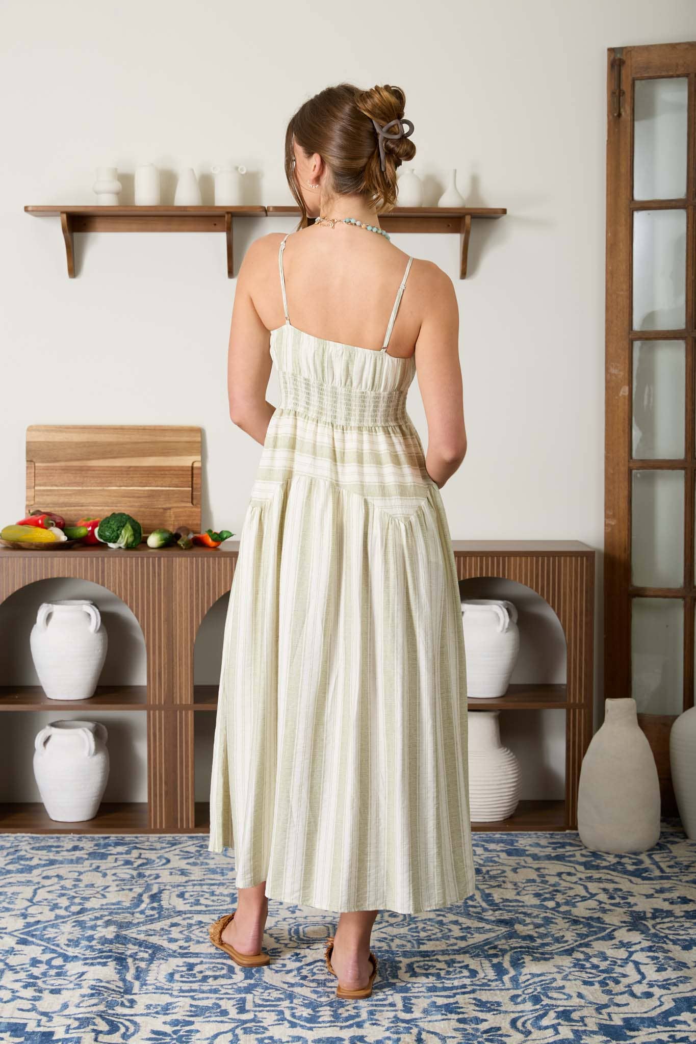 MULTI-PATTERN SPAGHETTI STRAP MIDI DRESS