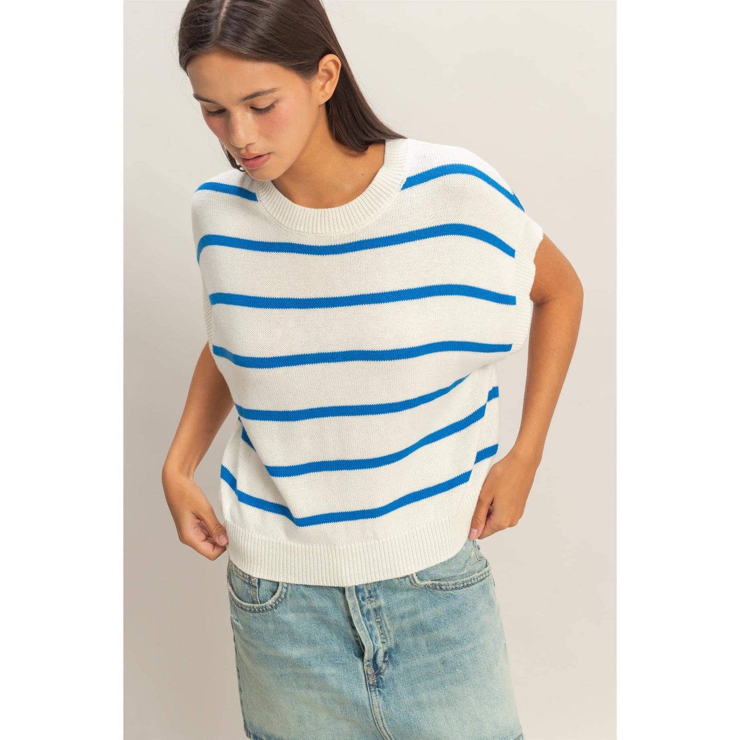 Striped Crew Neck Knit Top