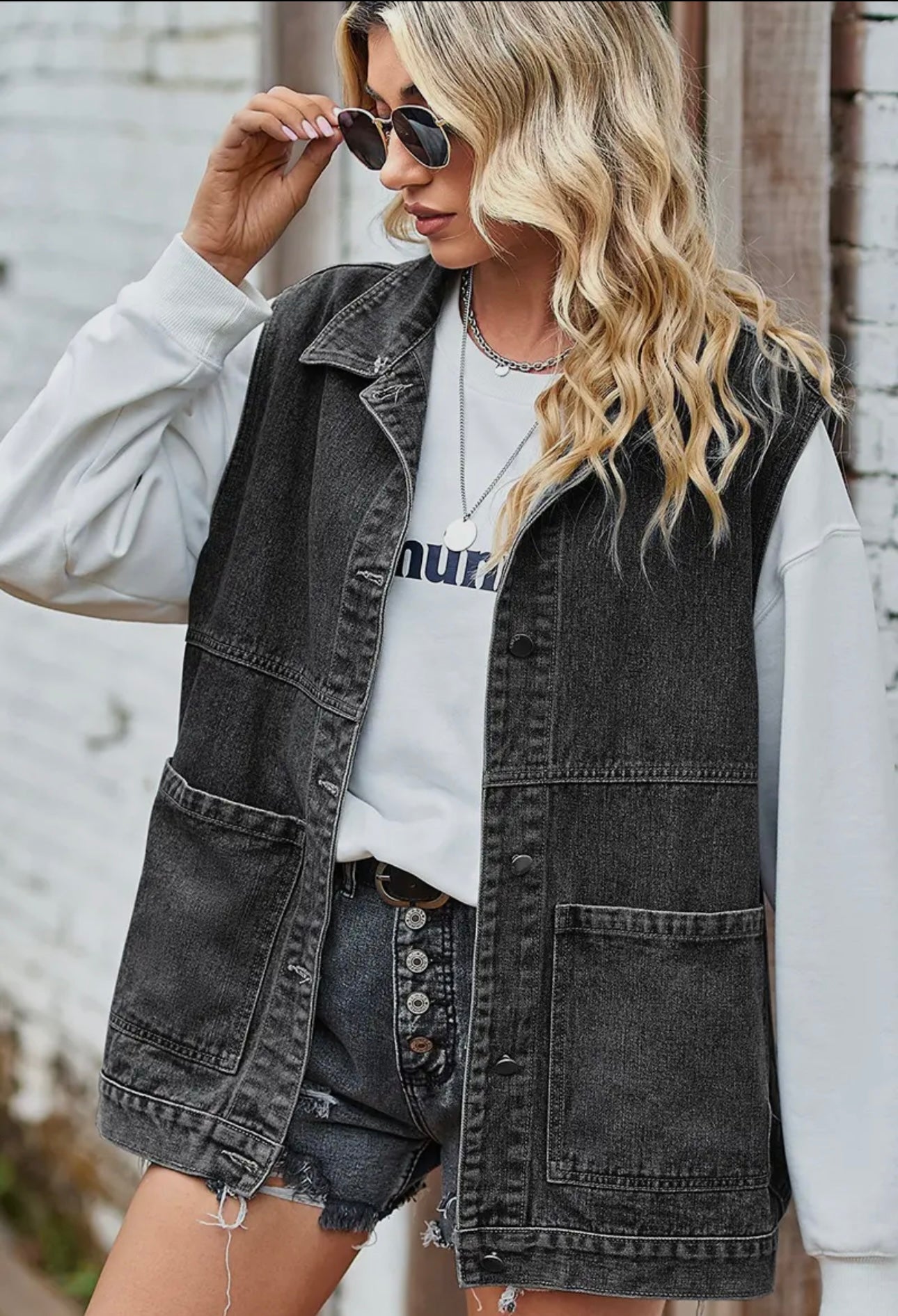 Vintage Denim Vest w/Pockets