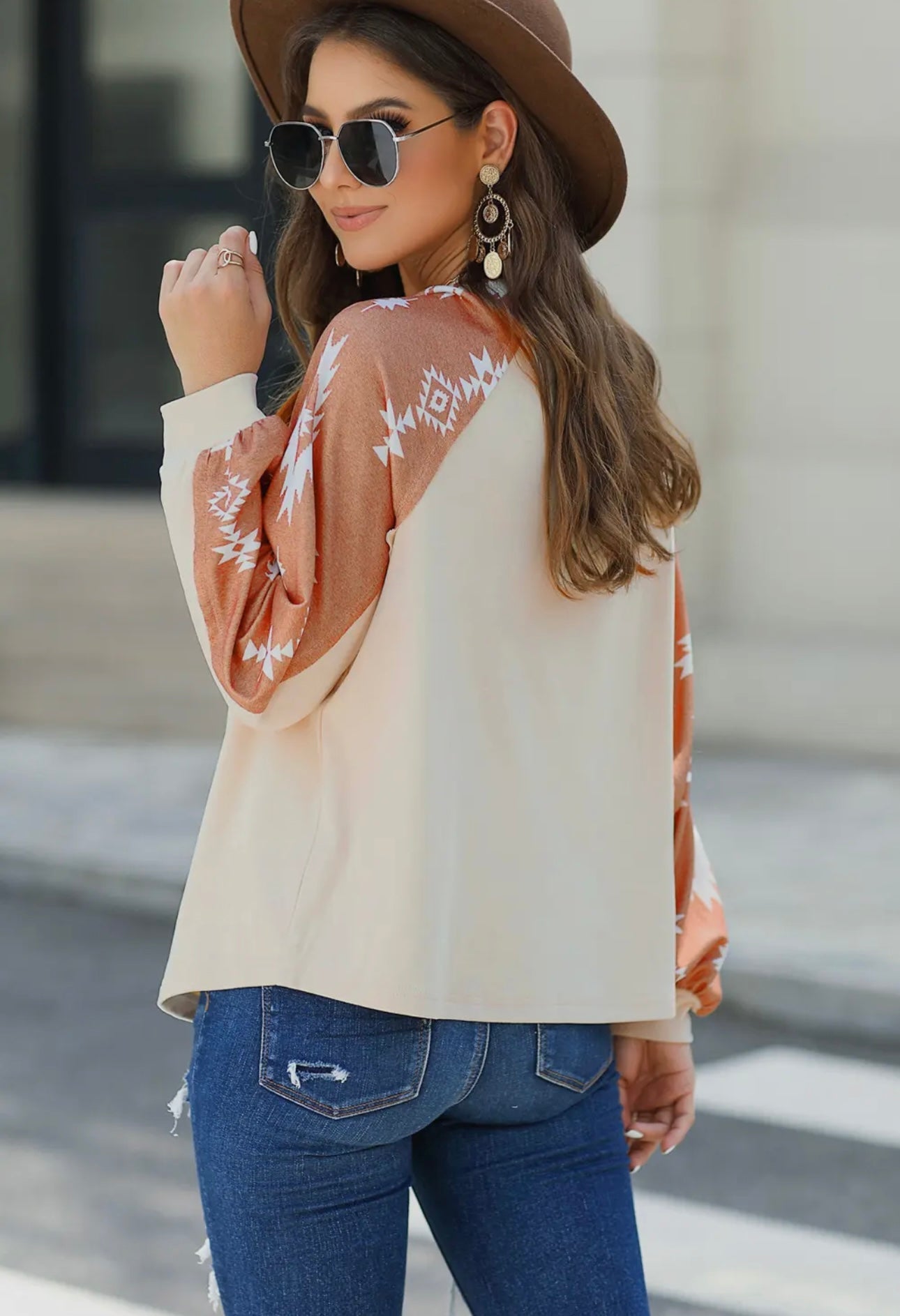 WESTERN PRINT LONG SLEEVE TOP