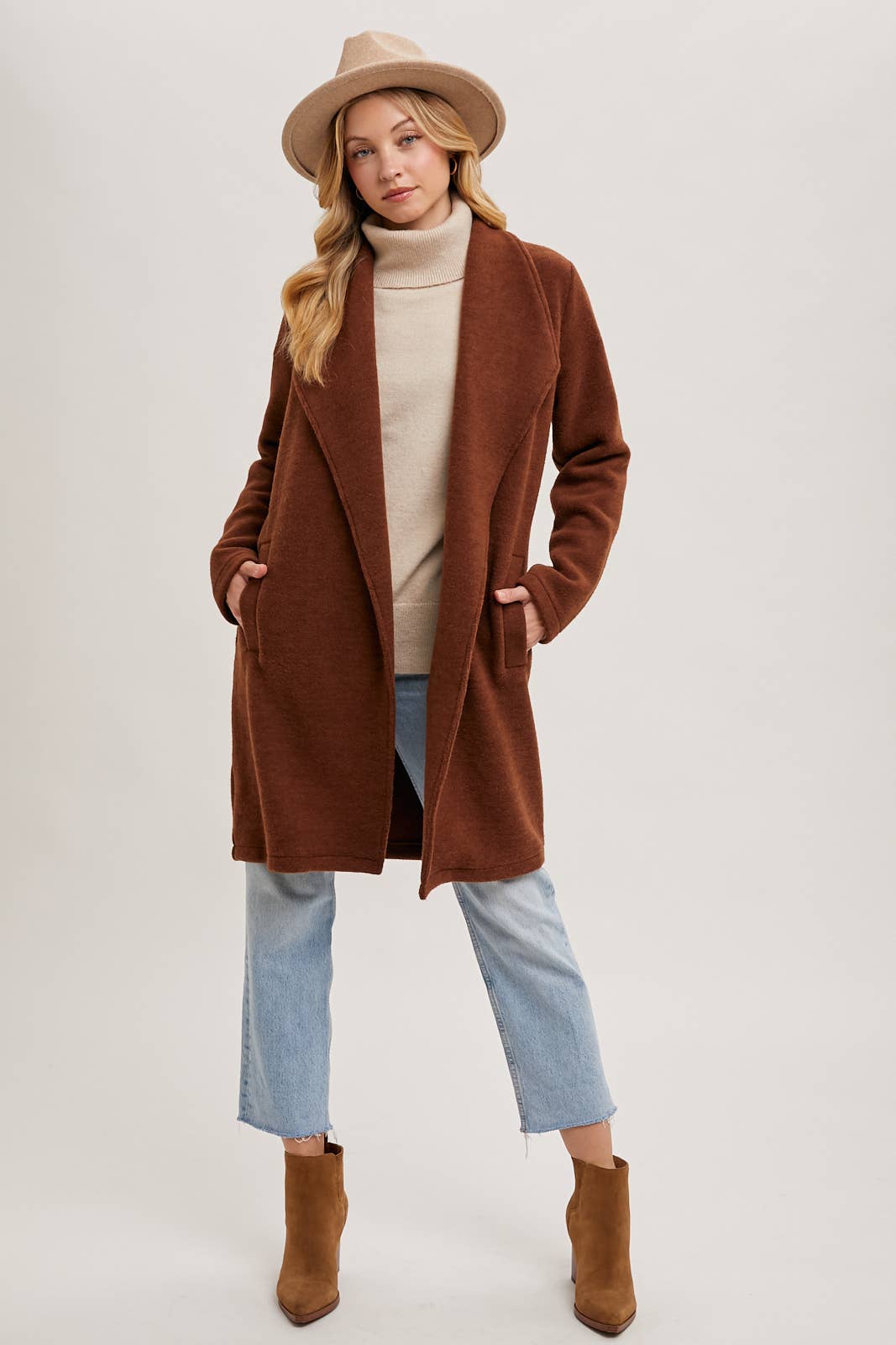 OPEN FRONT KNIT COAT JACKET