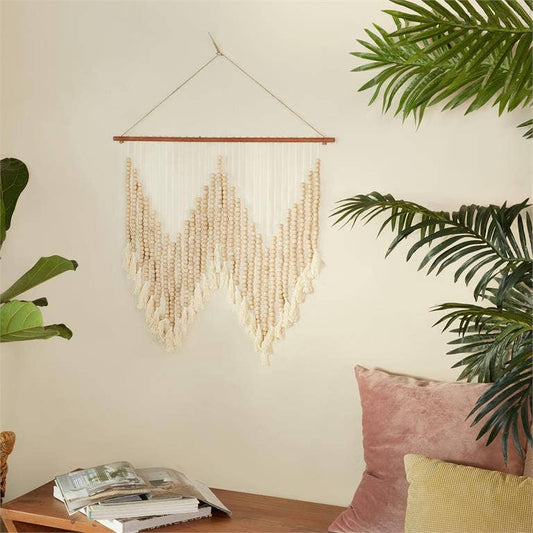 Boho Beaded Macrame Wall Hanging - 35"