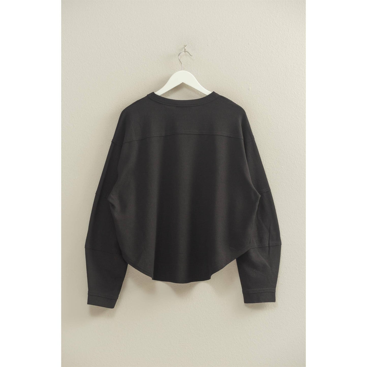 Oversized Waffled Knit Long Sleeve
