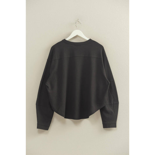 Oversized Waffled Knit Long Sleeve