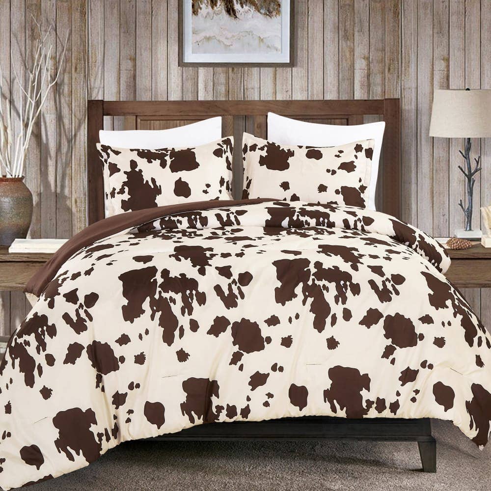 Rustic Cowhide Brown Comforter Set - 3 Piece Set