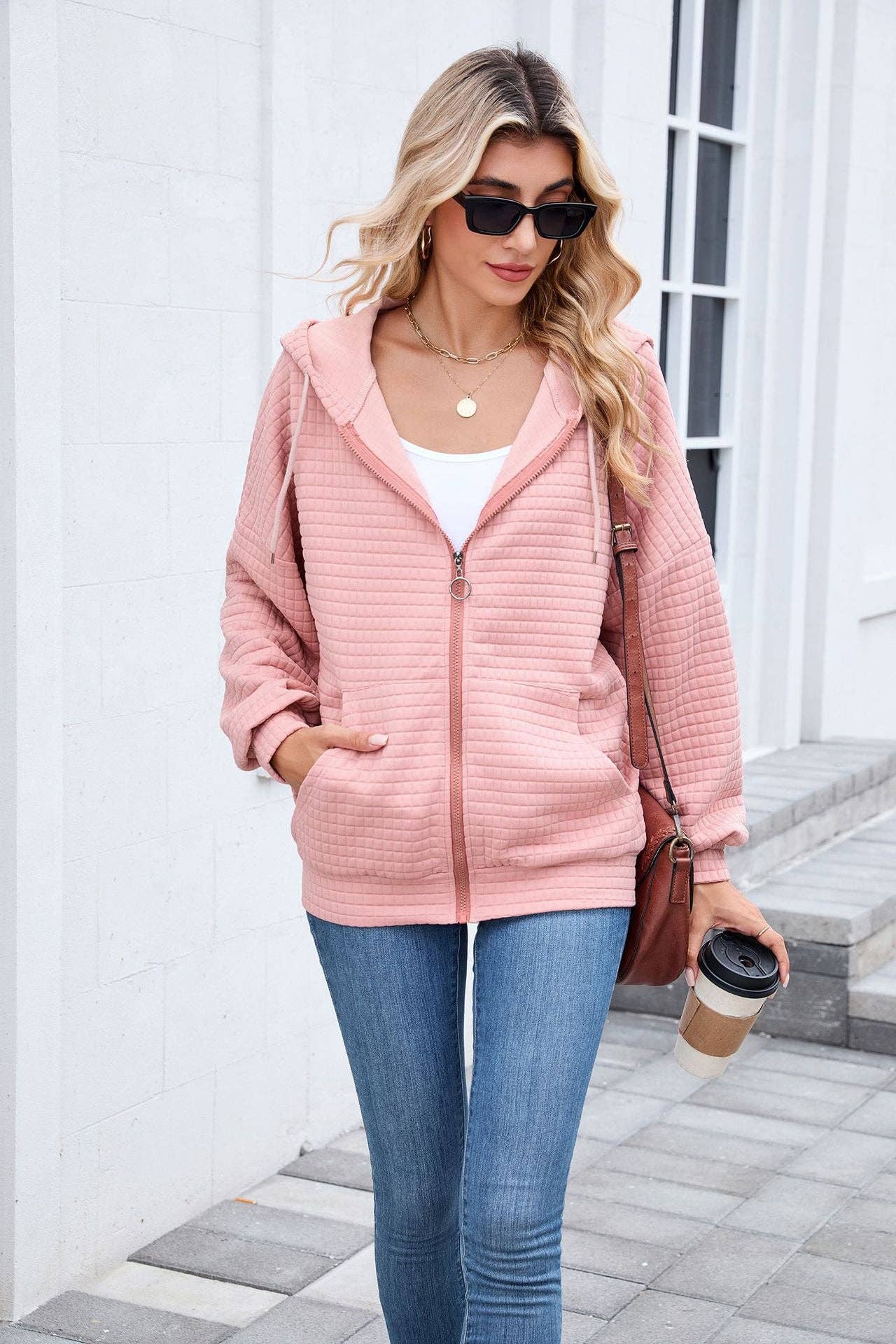 Quilted Zip-Up Hoodie