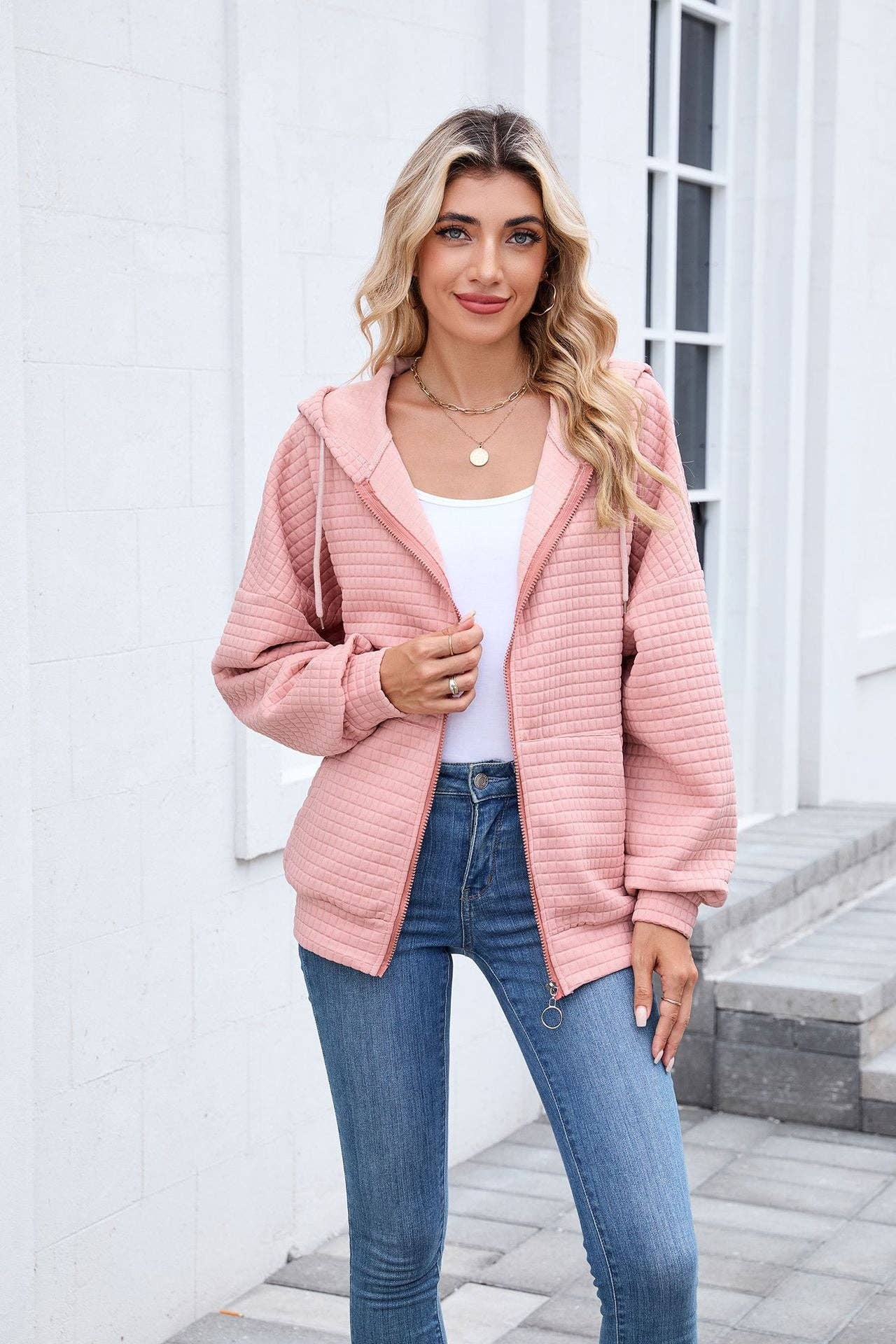 Quilted Zip-Up Hoodie