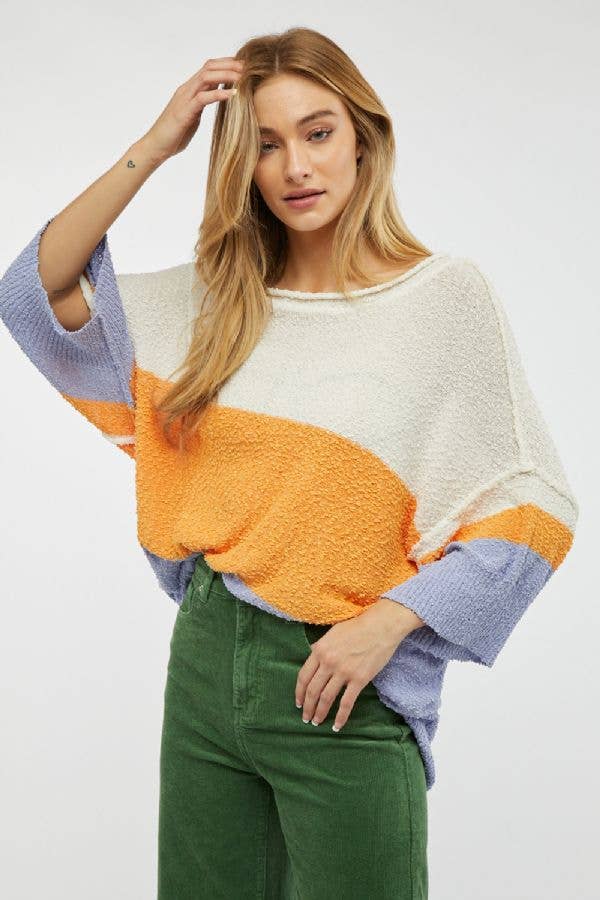 COLOR BLOCK KNIT SWEATER