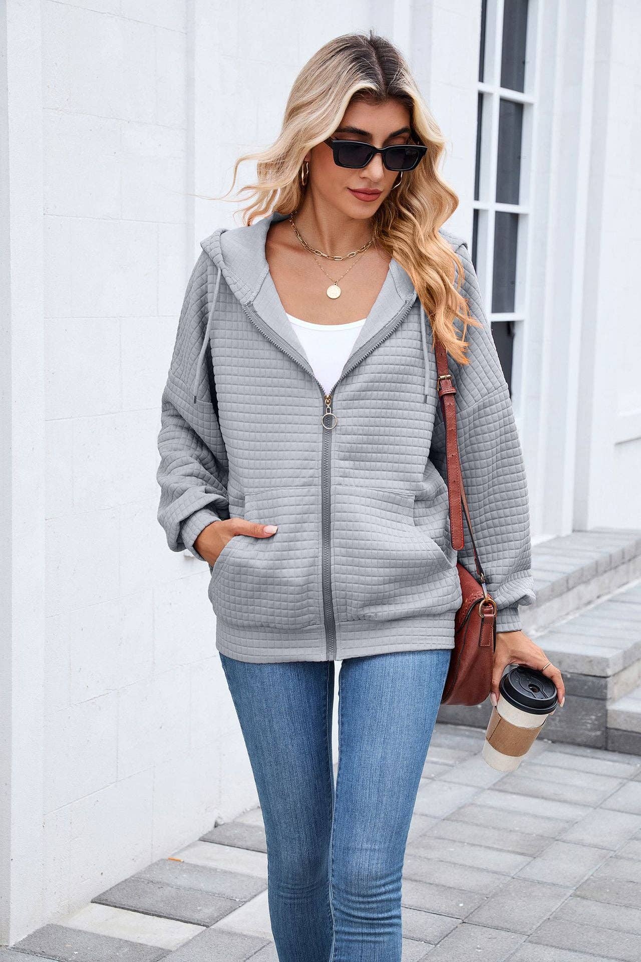 Quilted Zip-Up Hoodie
