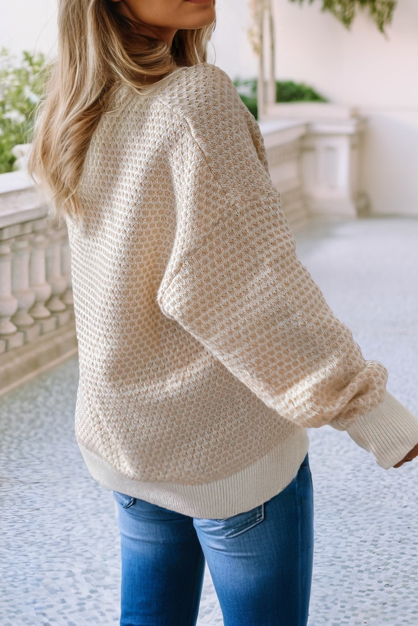 Ribbed Henley Button Drop Sweater