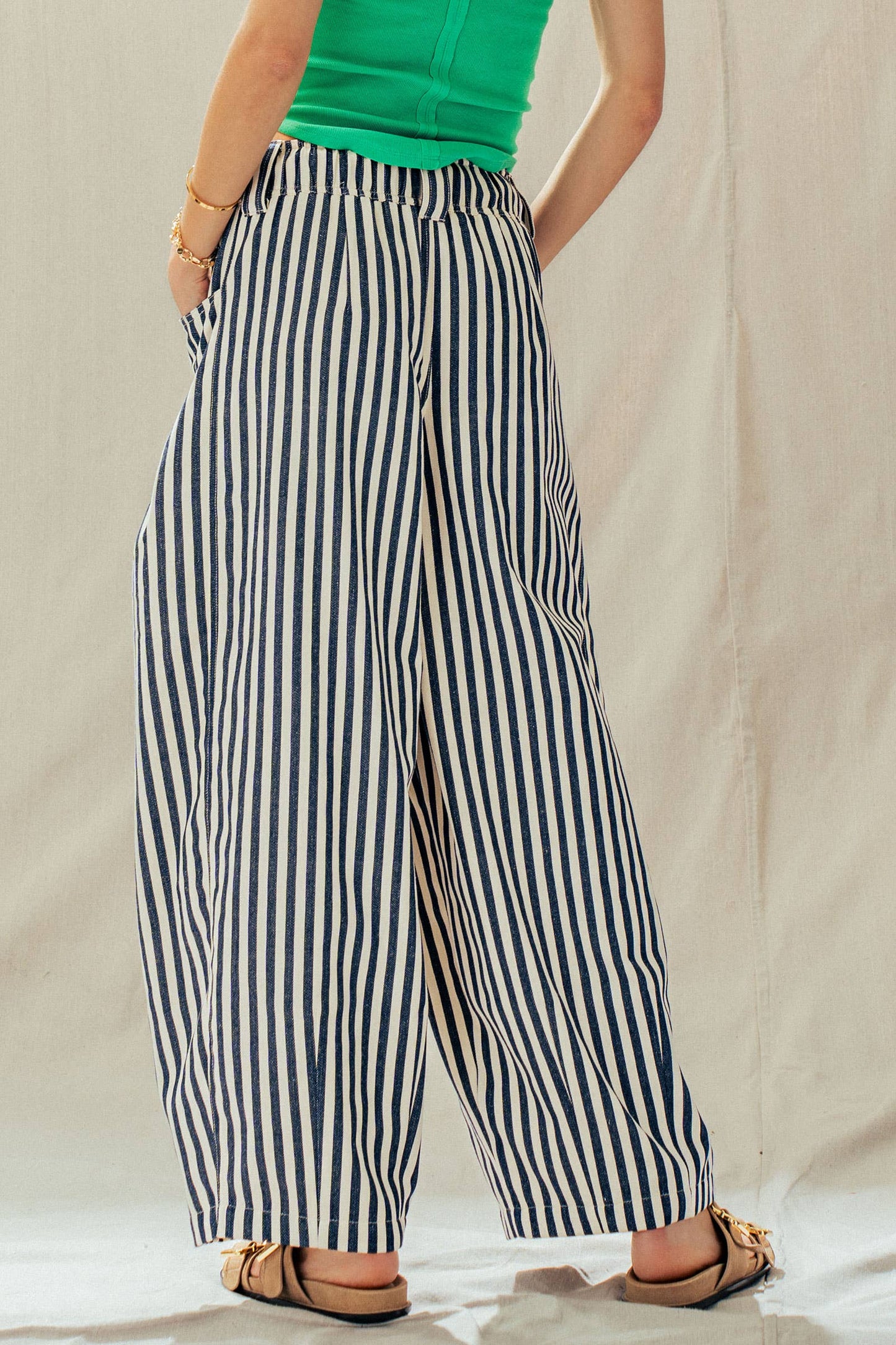Rope Drawstring Balloon Pants Pleated Front