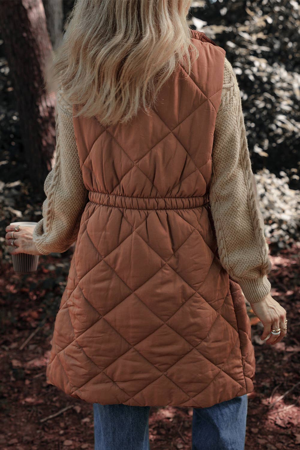 Longline Quilted Puffer Vest