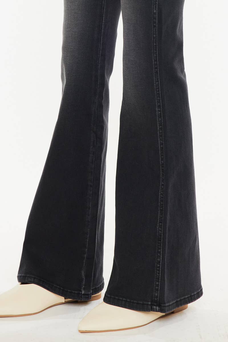 Kan Can Black High Waisted Flare Jeans