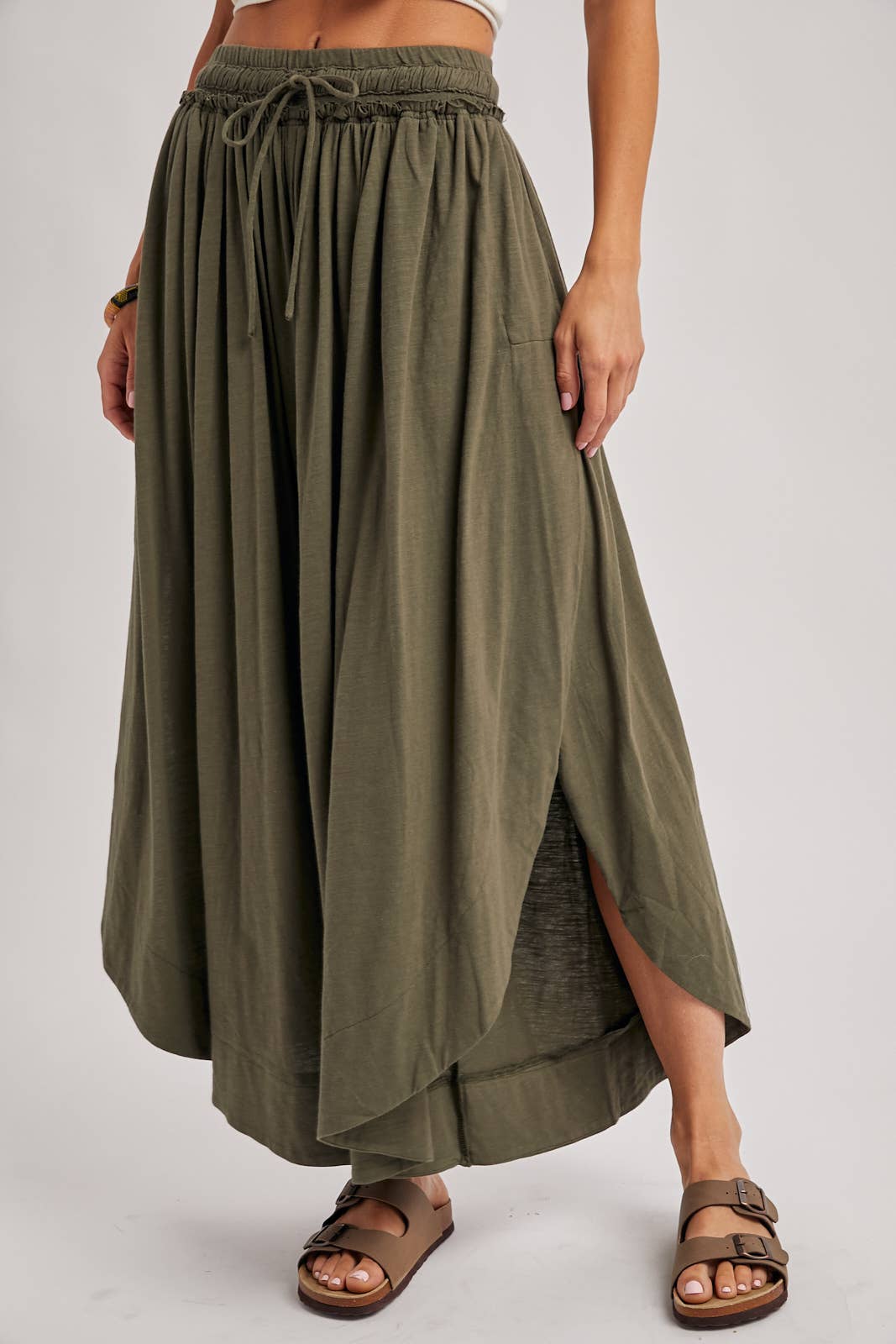 BOHEMIAN SIDE SLIT WIDE LEG PANTS