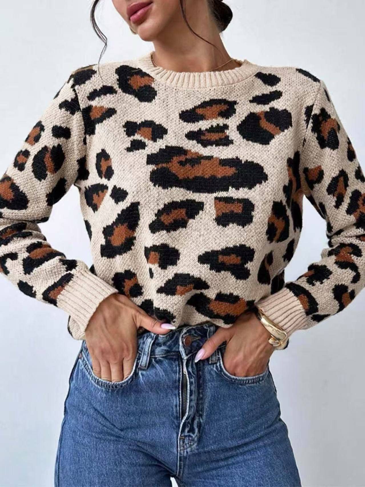 Leopard Print Pullover Sweater