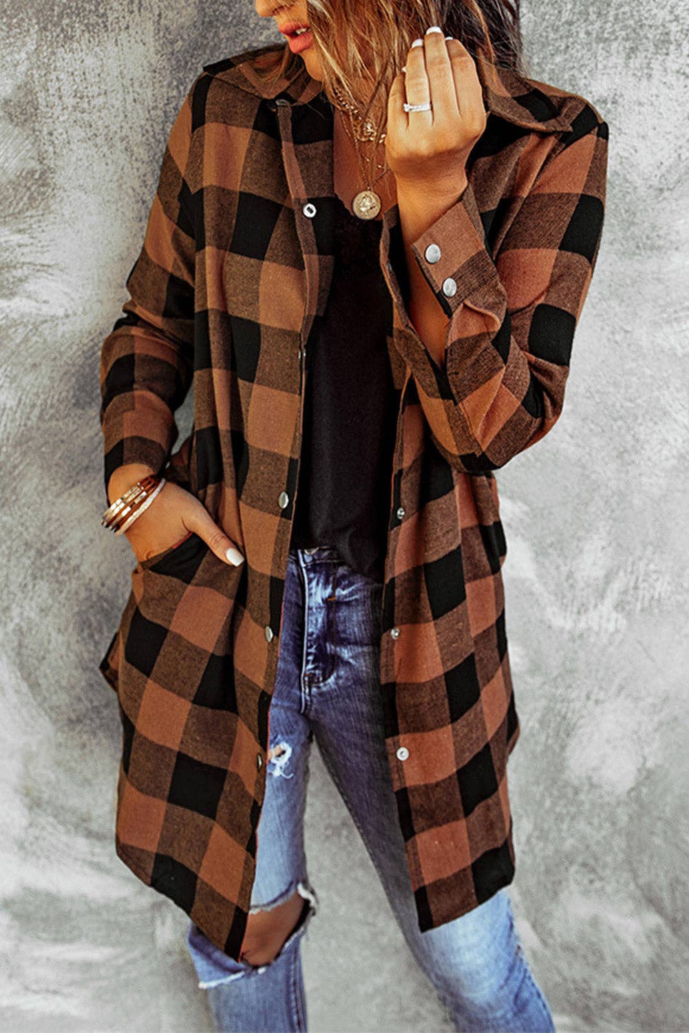 LONG FLANNEL BUTTON DOWN