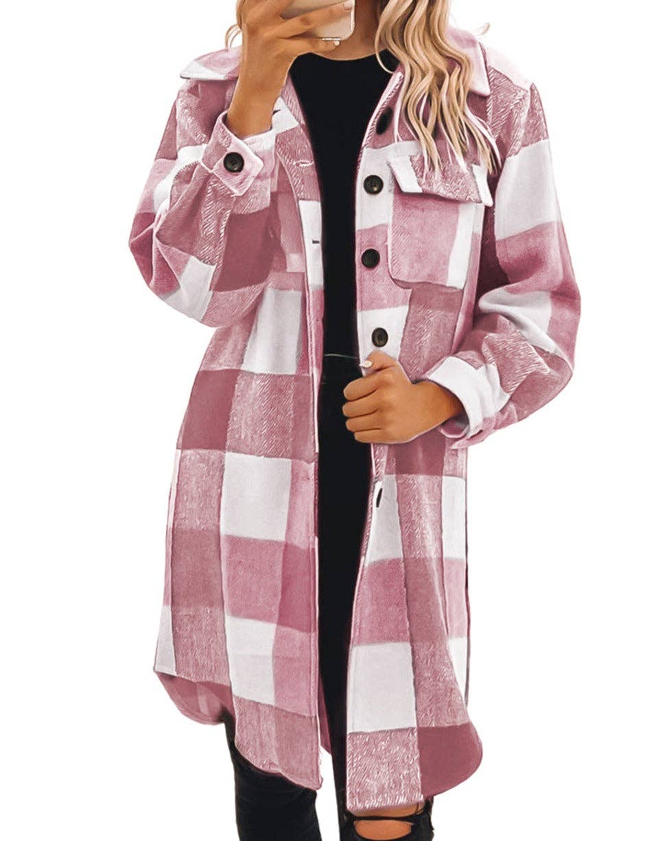 Plaid Pocketed Long Shacket