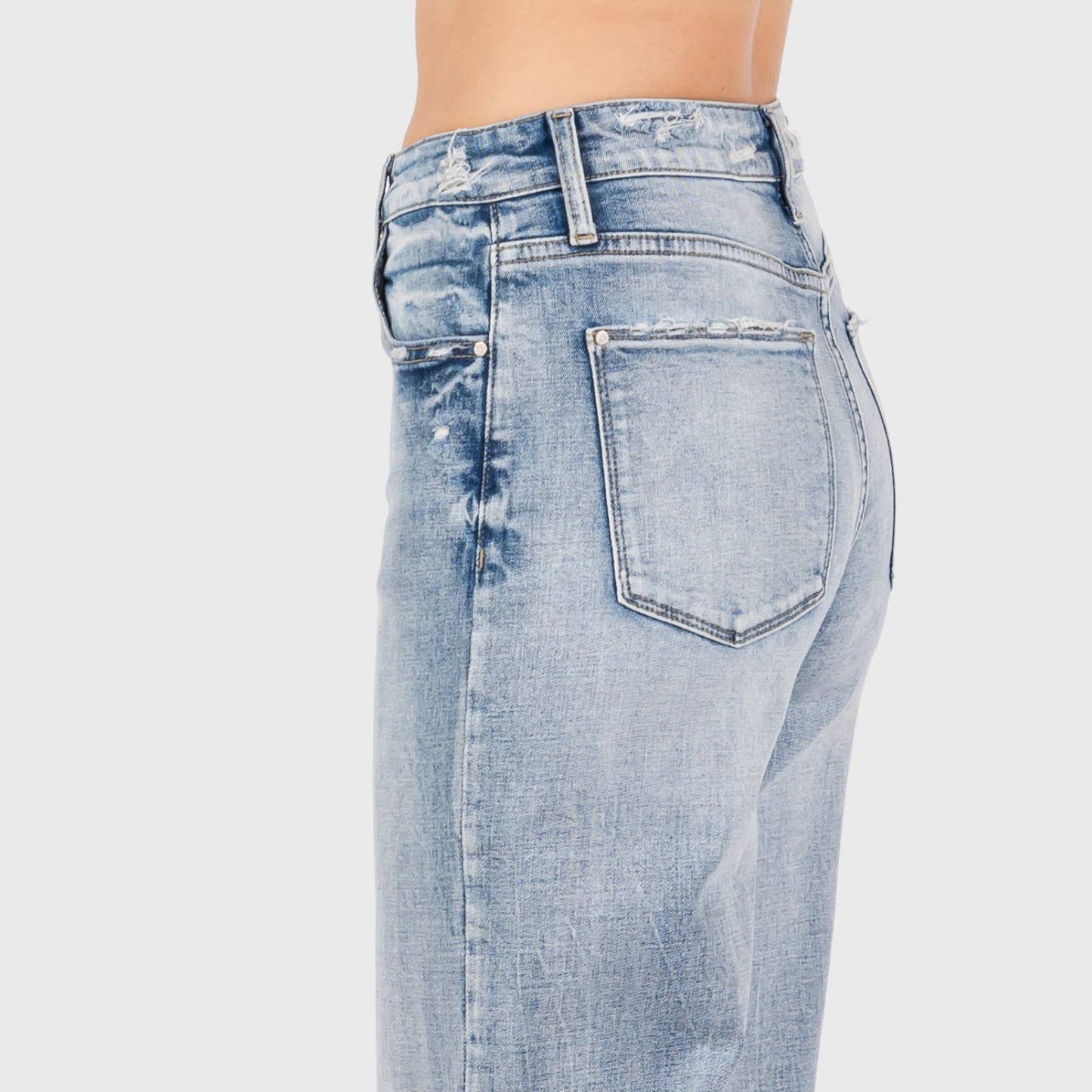 PETRA DISTRESSED HIGH RISE COMFORT VINTAGE FLARE JEANS